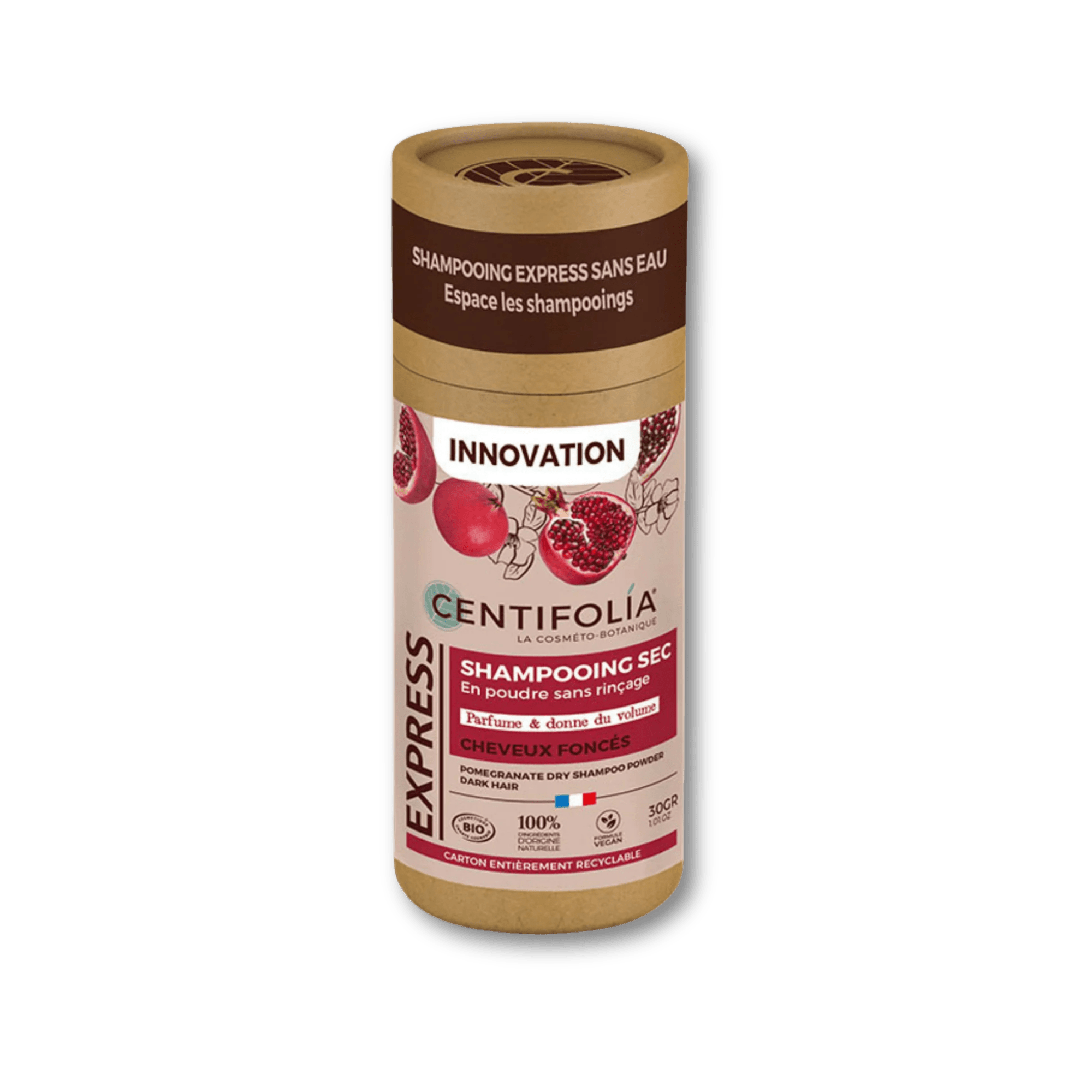 Shampoing sec cheveux foncés grenade