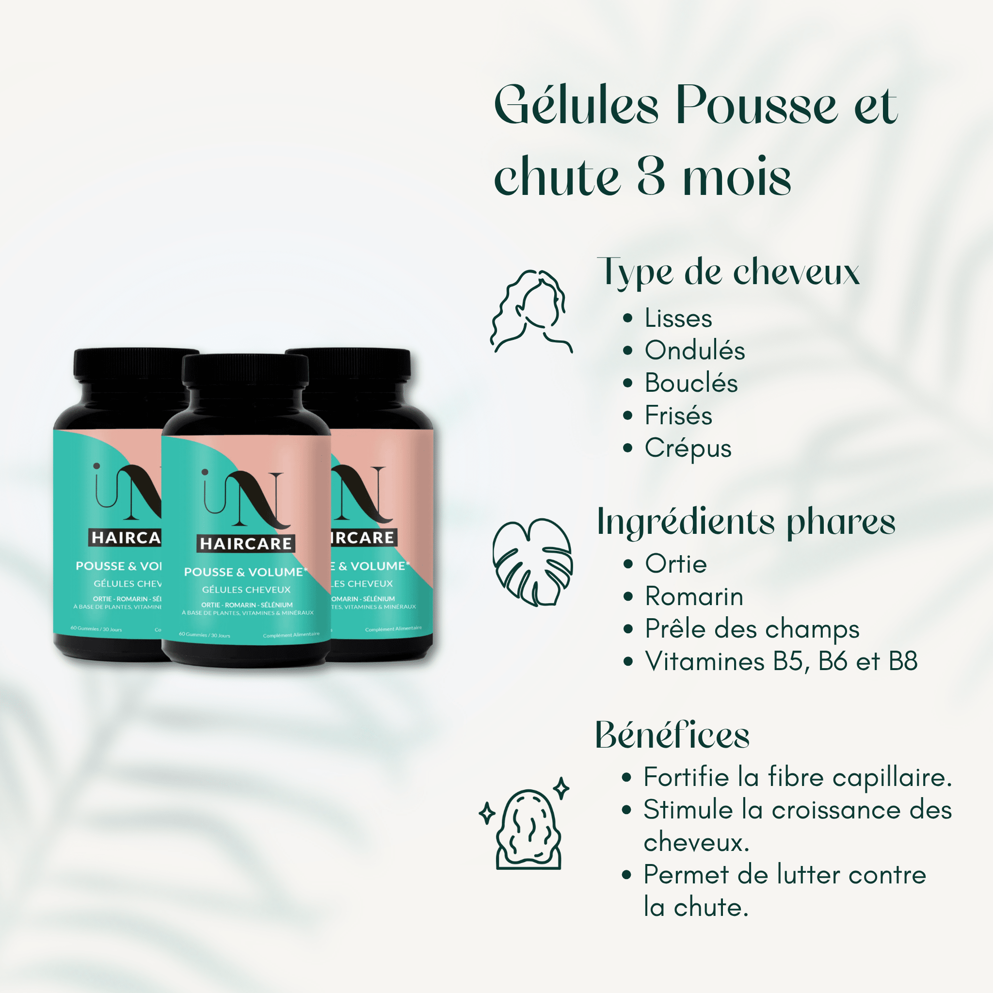 Gélules Pousse et chute 3 mois